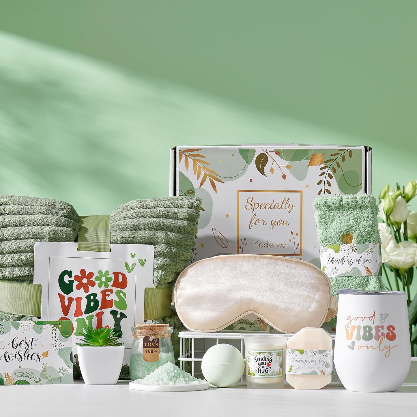 Self Care Gifts for Women Get Well Soon Gifts Basket,Relaxing Spa Basket Care Package with Tumbler and Blanket Thinking of You Gifts