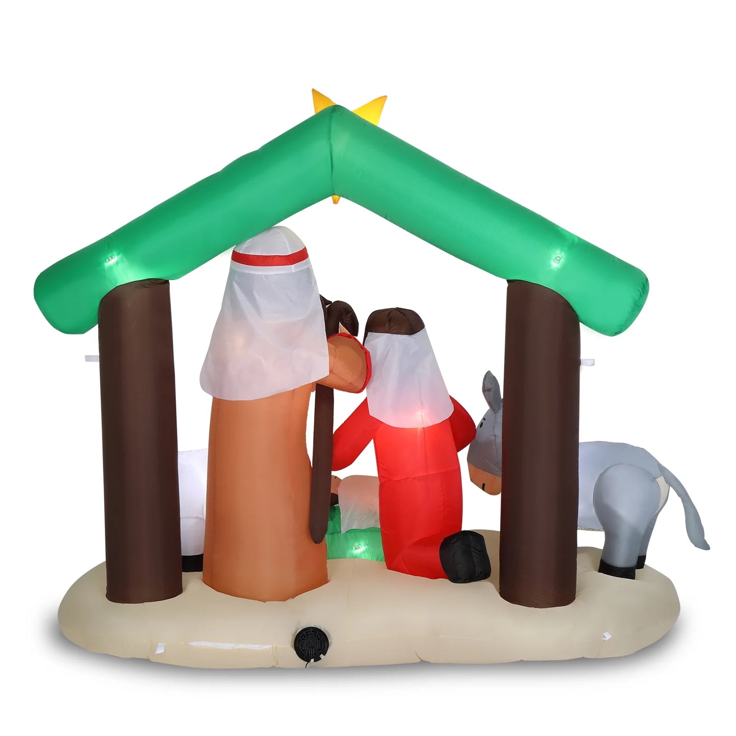 6Ft Christmas Nativity Scene Inflatable Holy Family Pre-Lit Baby Jesus Christmas Outdoor Decor