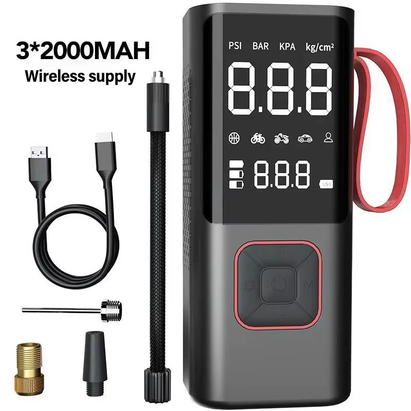 Wireless Tire Inflator Pump 6000Mah Electric Portable Car Air Compressor Fast Inflate Air Pump for Moto Bike Car Tyre Balls