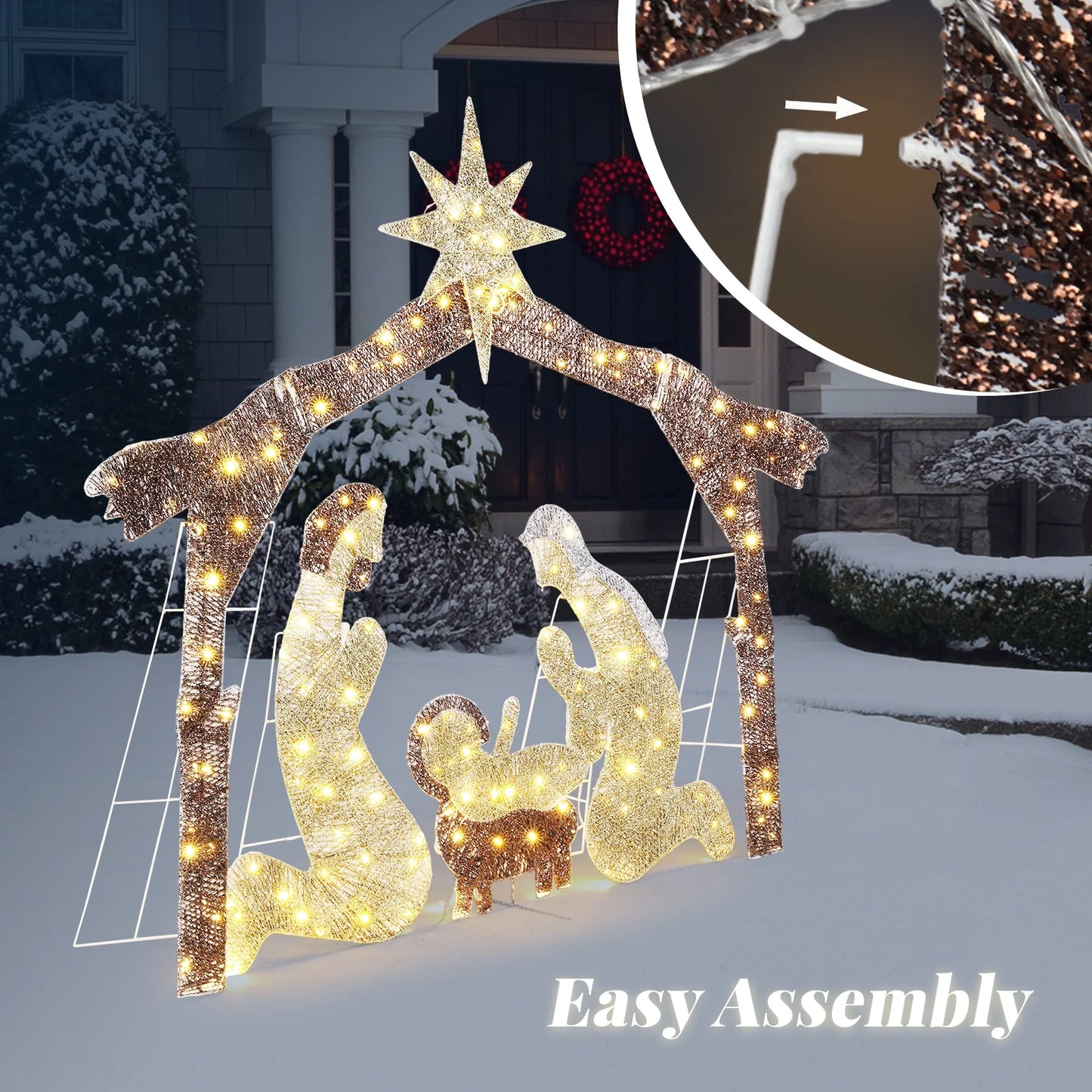 6Ft Christmas Lighted Nativity Scene Holy Family Christmas Outdoor Decor,Yard Decoration with 190LED Lights