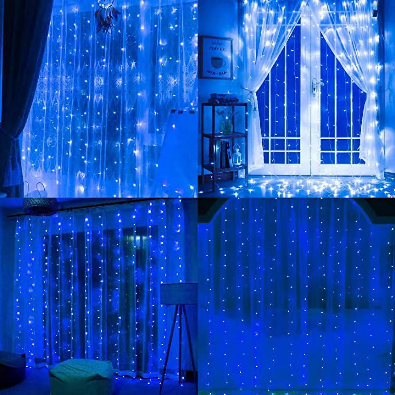 300 LED Christmas Curtain Lights for Christmas Decoration, Purple, 8 Modes for Indoor Outdoor Wall & Party Decor