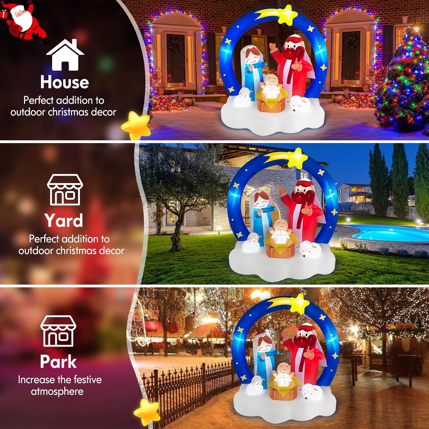 6FT Inflatable Nativity Scene with LED Lights for Outdoor Christmas Decor