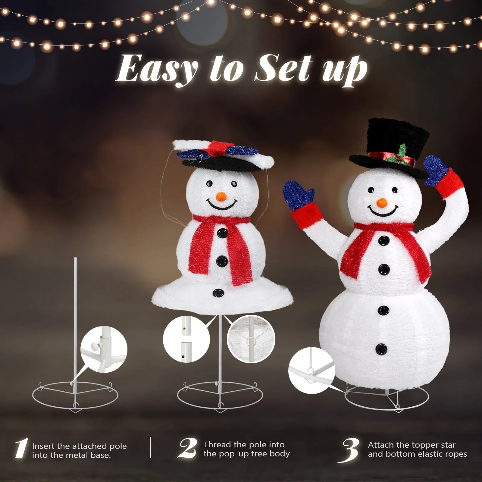 4Ft Lighted Pop-Up Snowman, Christmas Outdoor Decor Holiday Decoration W/ 120 LED Lights, Moving Hat