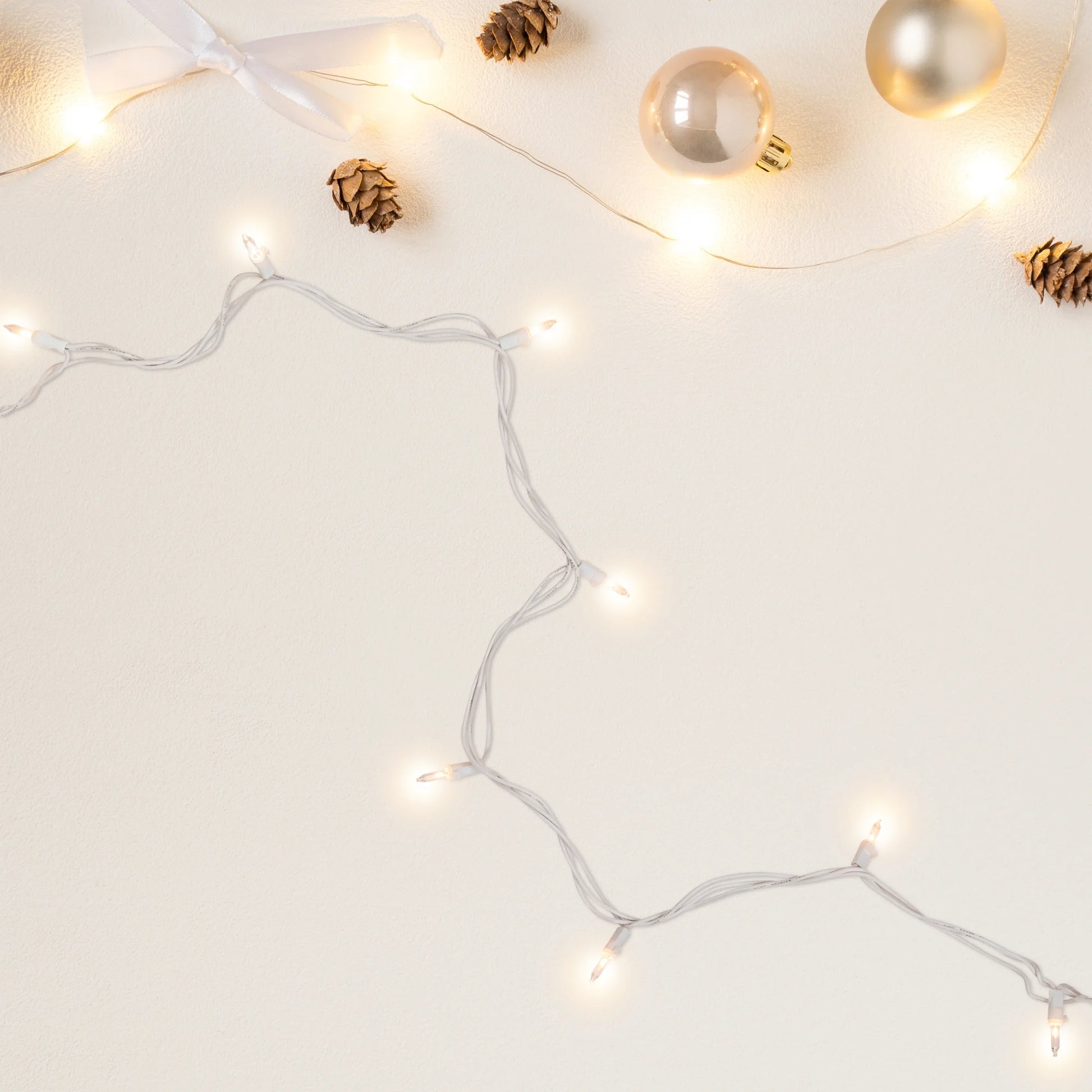 Mini Christmas Light Set - Clear - 20.25' White Wire - 100Ct