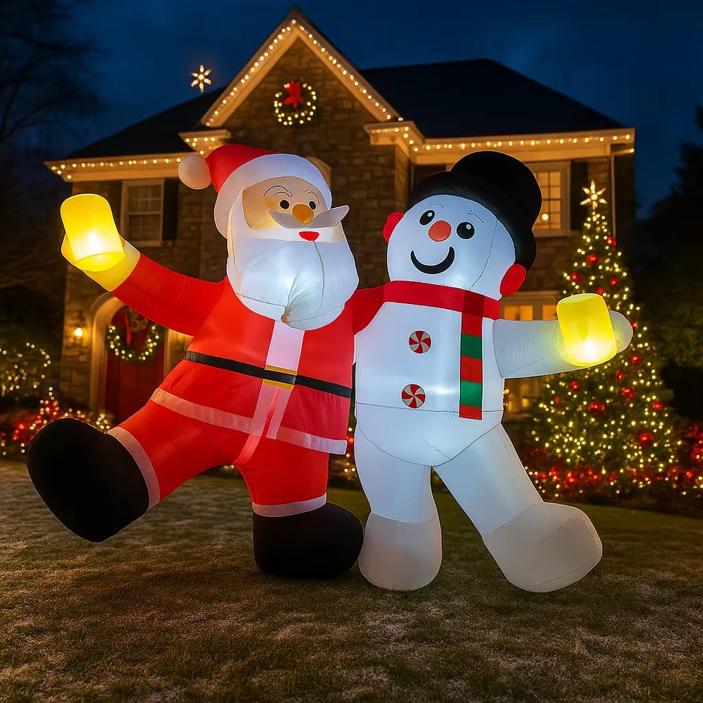 6FT Christmas Decorations Inflatable Santa Claus Snowman Toys Home Yard Xmas Ornaments LED Decor Christmas Outdoor Decor Toy