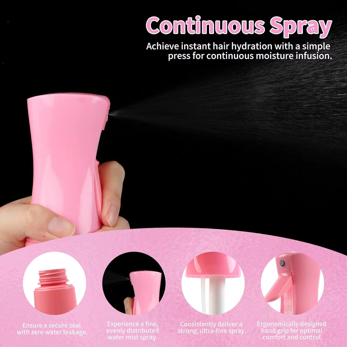 11Pcs Hair Brush Set for Women and Men, Edge & Back Brushing, Curly Hair Brush Set with Spray Bottle Flower Hair Clip