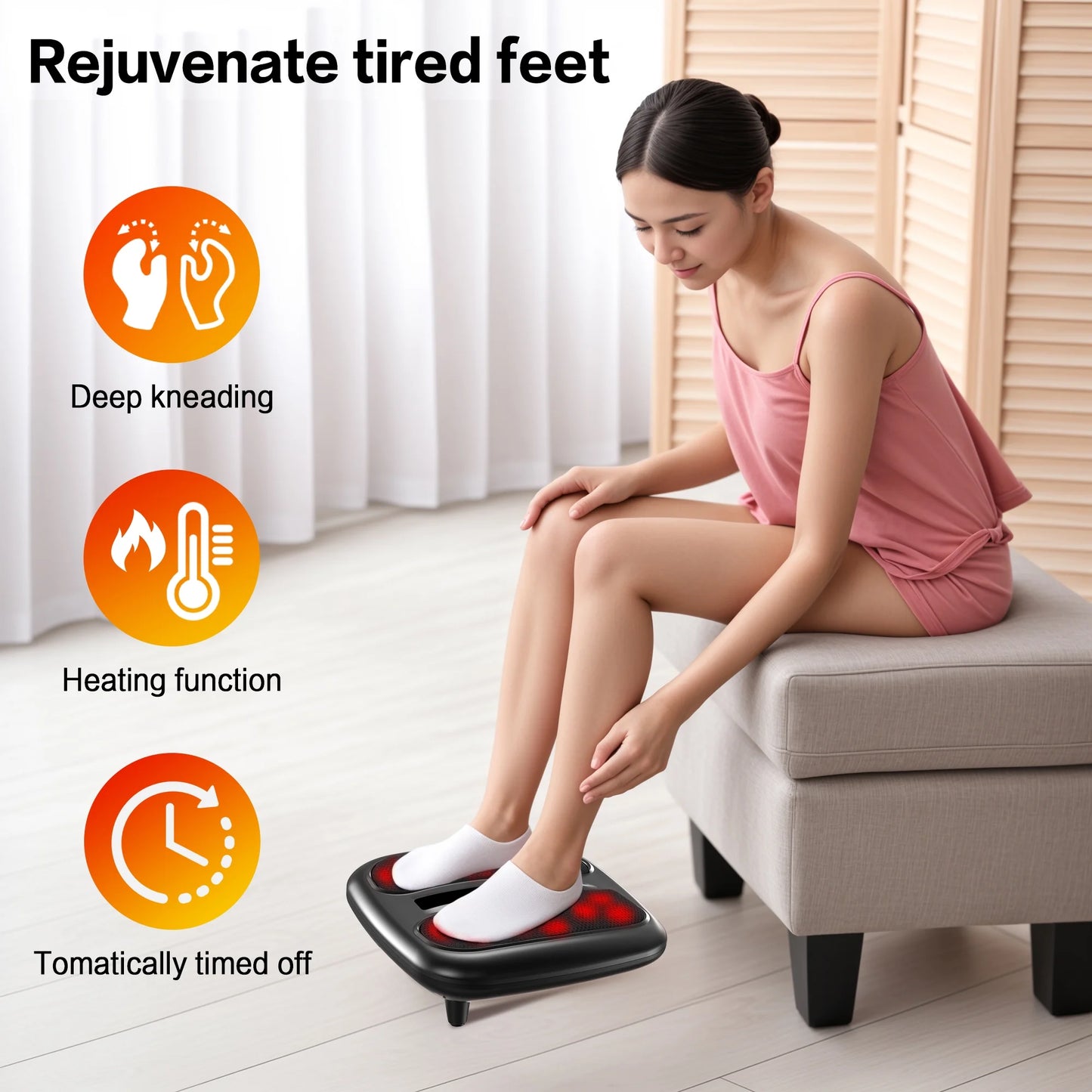 Foot Massager with Heat, 3 Modes, Wireless Control Shiatsu Foot Massager with Heating