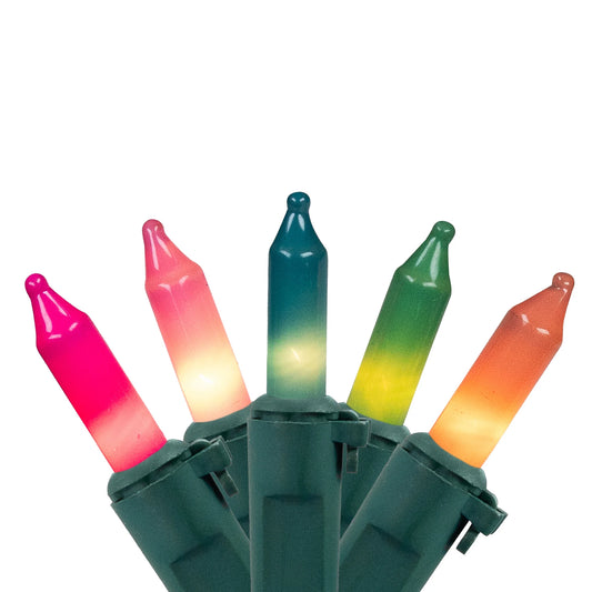 Pastel Mini Christmas Light Set - Multi-Color - 10' Green Wire - 50Ct