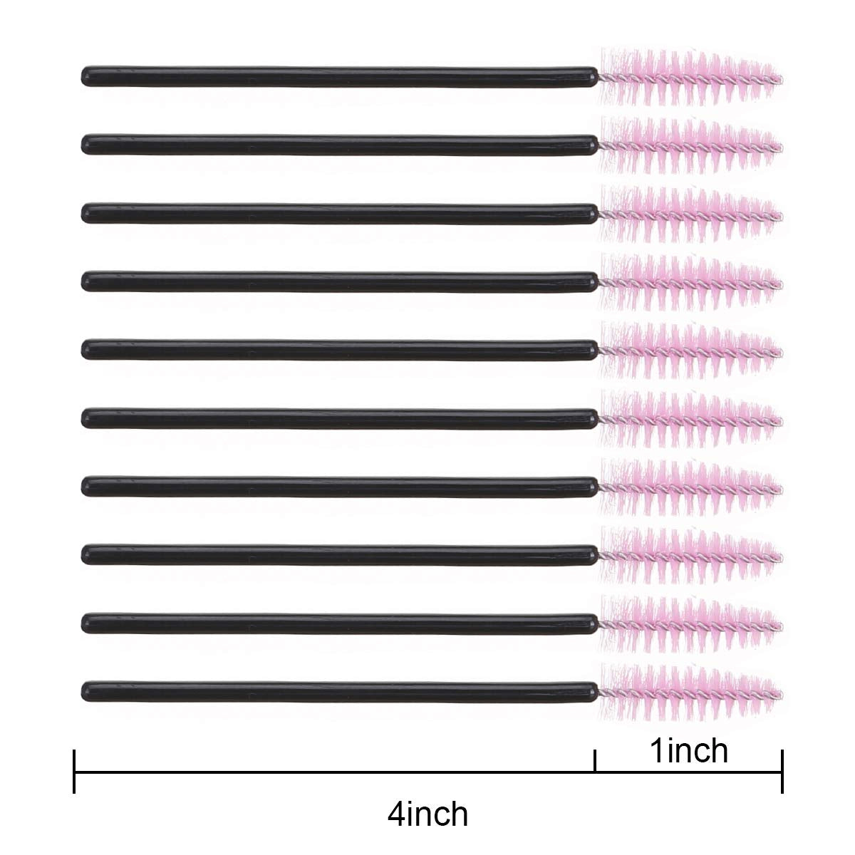 100 PCS Disposable Eyelash Brushes Mascara Brushes Eye Lash Eyebrow Applicator Cosmetic Makeup Brush Tool Kits (Black-Pink)