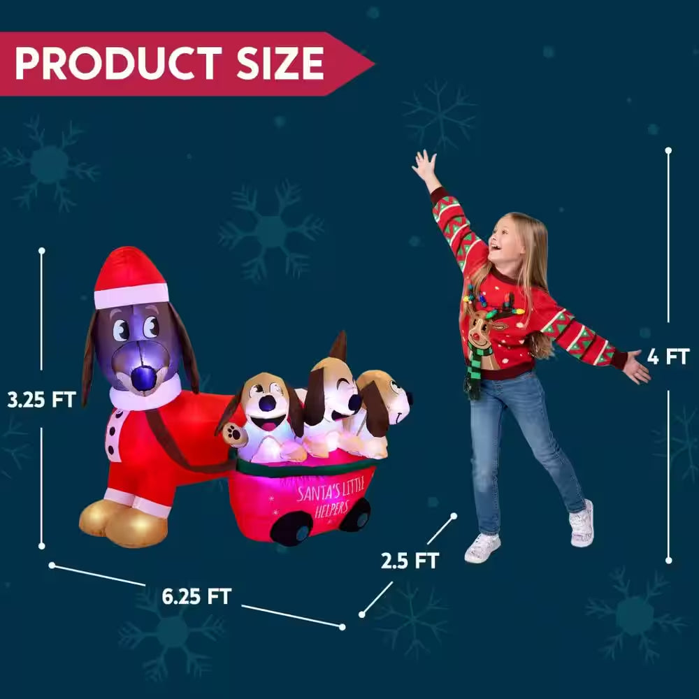 2.5 Ft. W X 3.25 Ft. H Cheerful Lighted Christmas Puppy Inflatable for Christmas Outdoor Decor