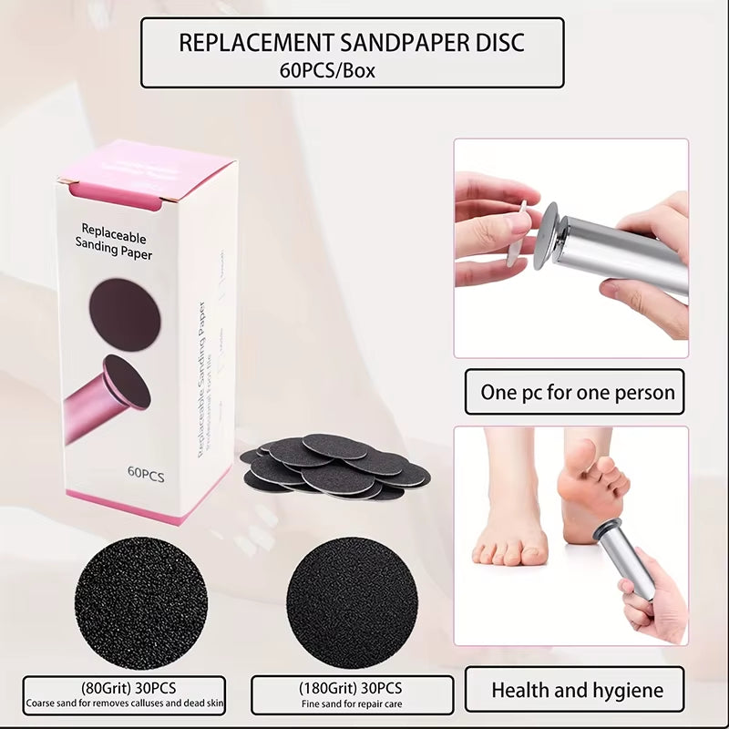 Electric Foot Callus Remover Electric Pedicure Machine Adjustable Speed ​​With 60 Pieces Replacement Sandpaper Foot Pedicure