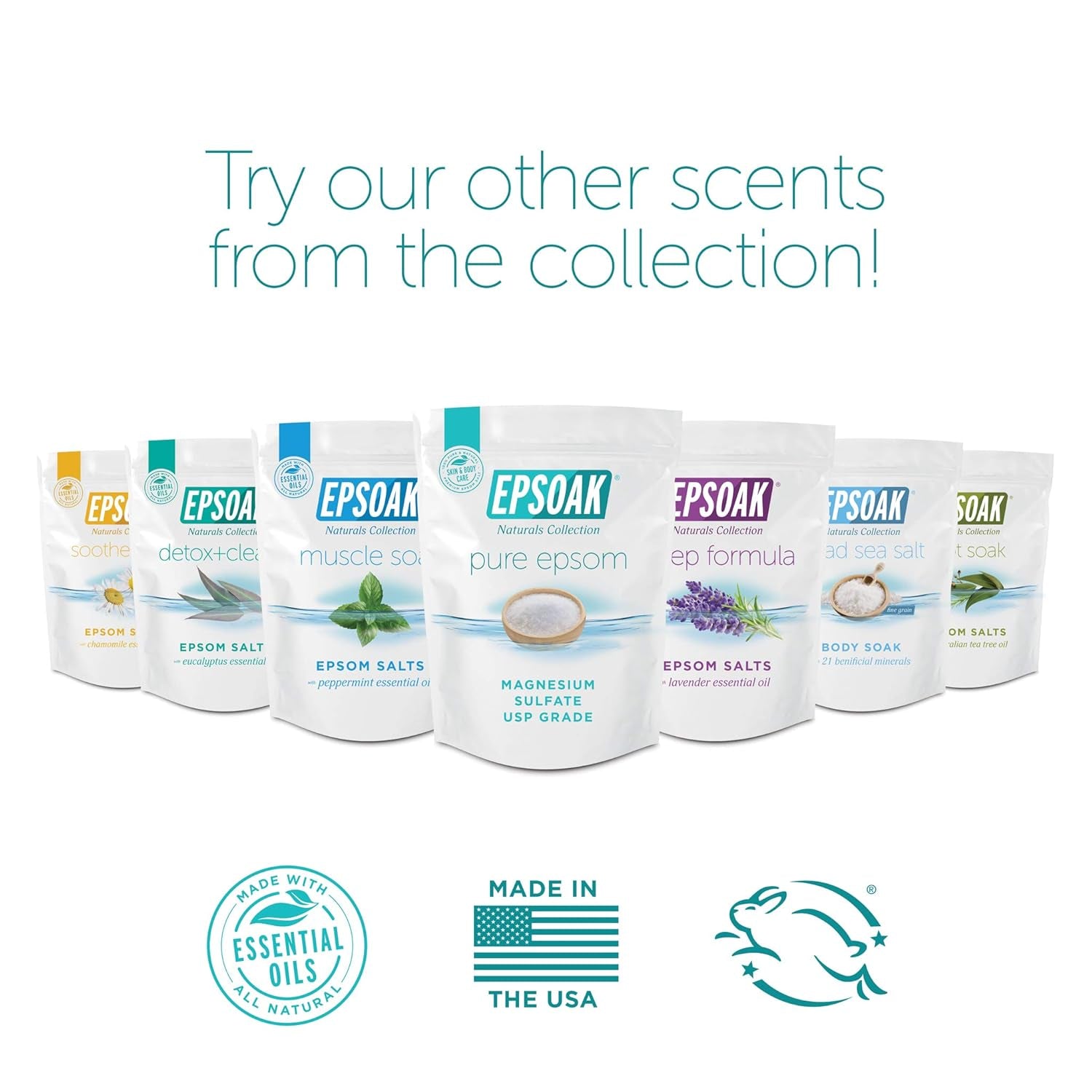 Epsom Salt 5 Lb Resealable Bulk Bag, Magnesium Sulfate USP. Unscented, Made in the USA, Cruelty-Free Certified