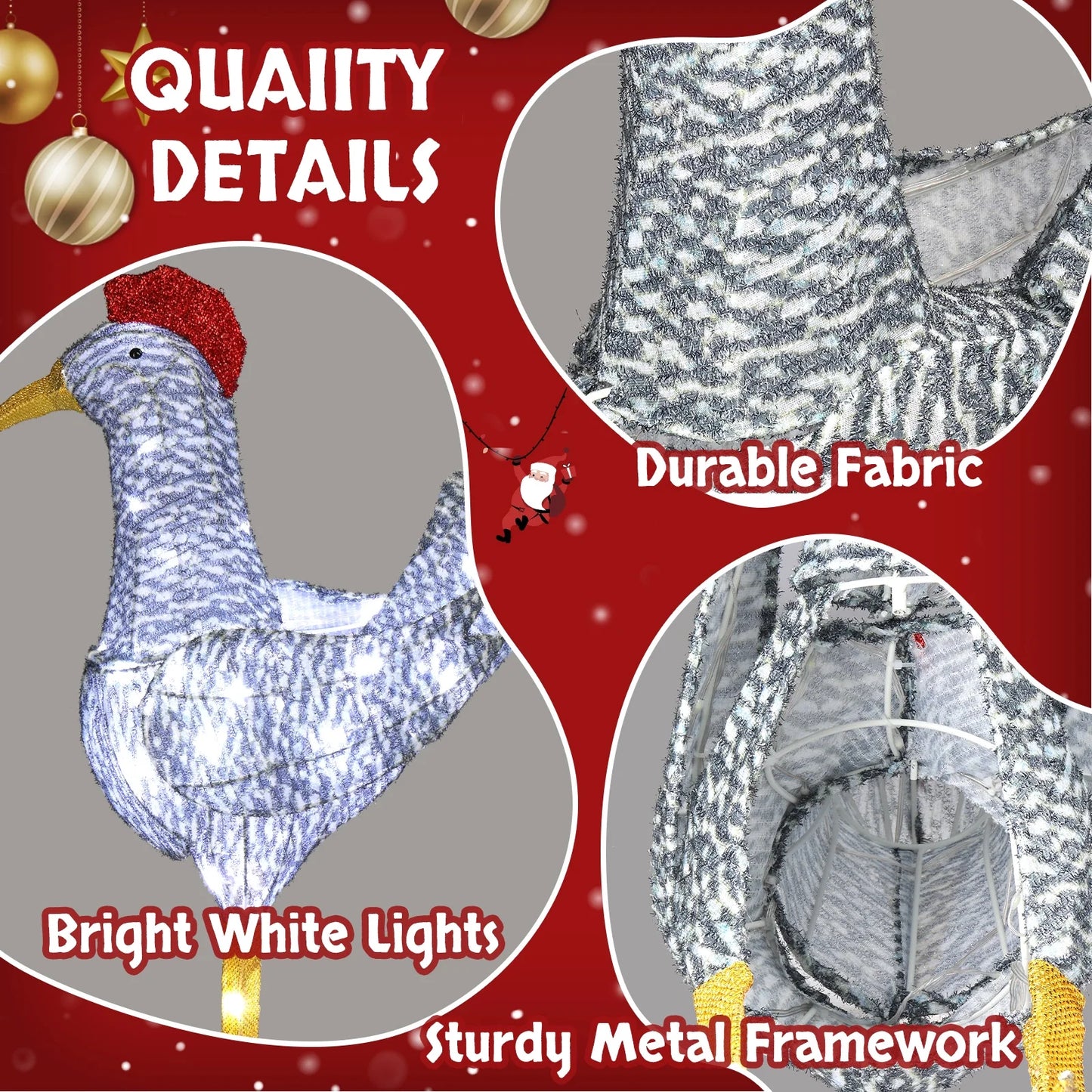 Lighted Chicken Christmas Outdoor Decor Holiday Decoration