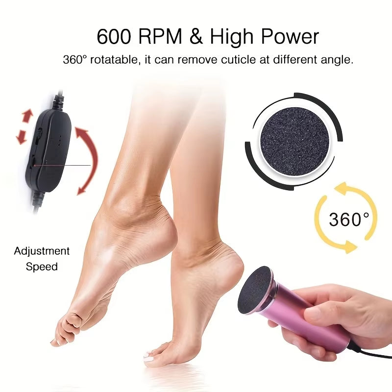Electric Foot Callus Remover Electric Pedicure Machine Adjustable Speed ​​With 60 Pieces Replacement Sandpaper Foot Pedicure