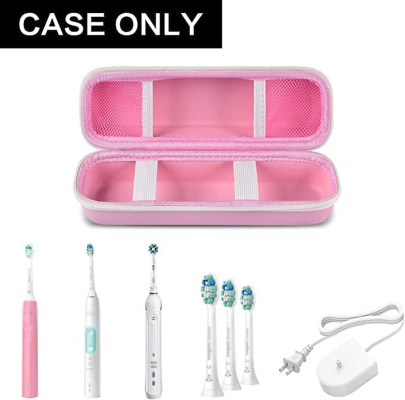Toothbrush Travel Case Compatible with Oral-B Pro 1000 2000 3000 3500 5000 7500/ for Philips Sonicare Protectiveclean 4100 6100 5100 6500 7500 Rechargeable Electric Toothbrush (Box Only) -Pink