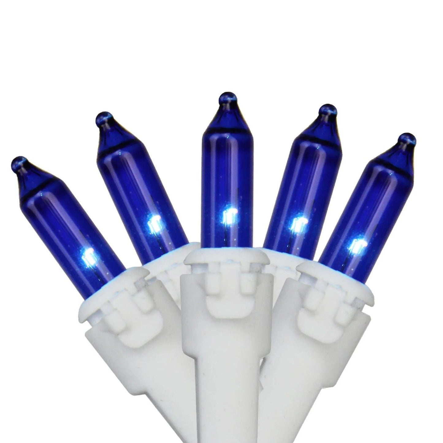 Mini Incandescent Christmas Lights - Blue - 20.25' White Wire - 100Ct