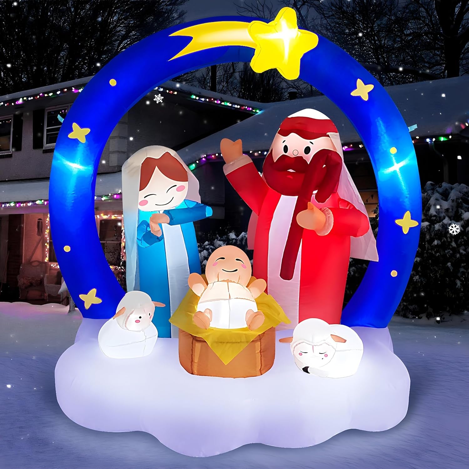 6FT Inflatable Nativity Scene with LED Lights for Outdoor Christmas Decor