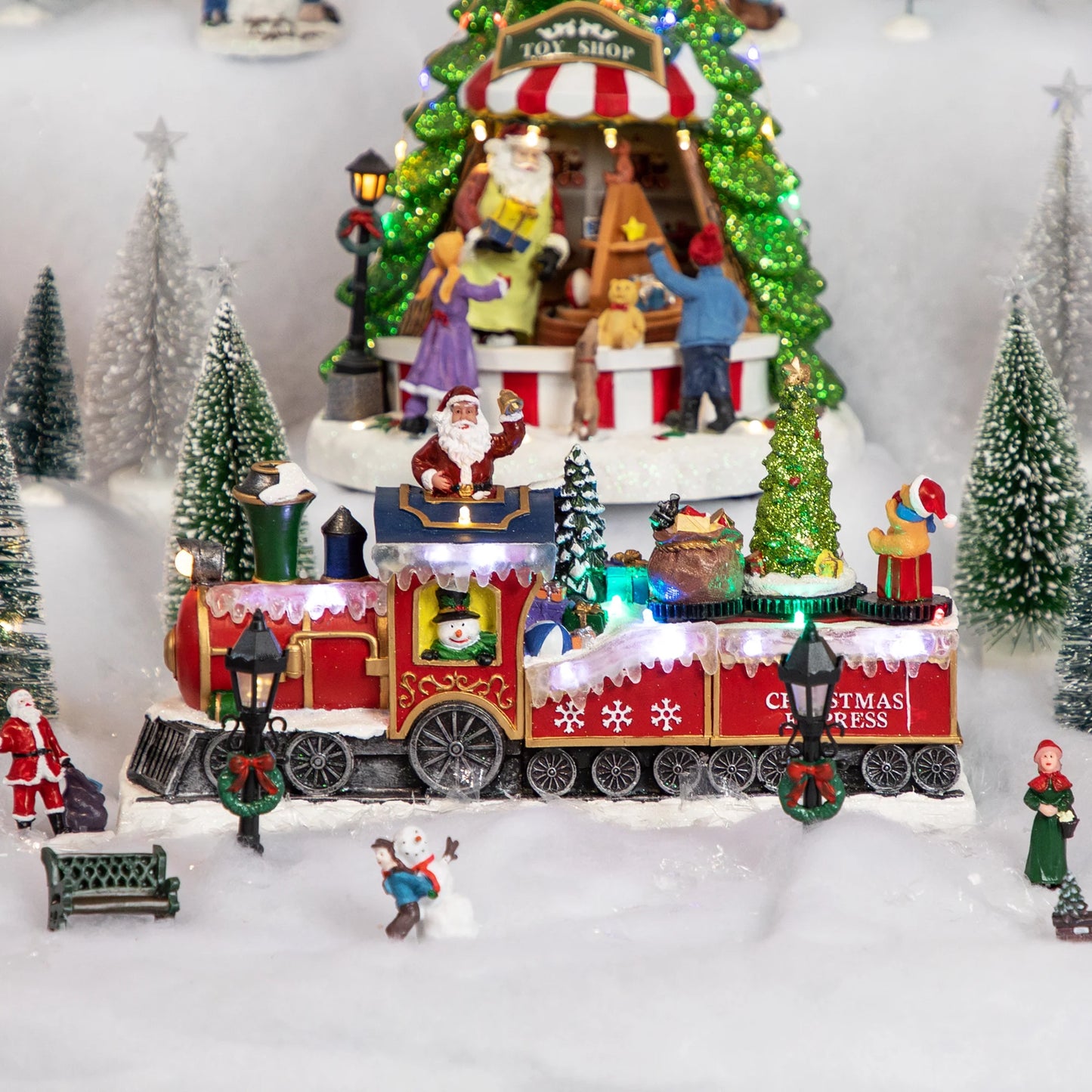 LED Lighted Animated and Musical Toy Shop Train Christmas Village Display - 12"