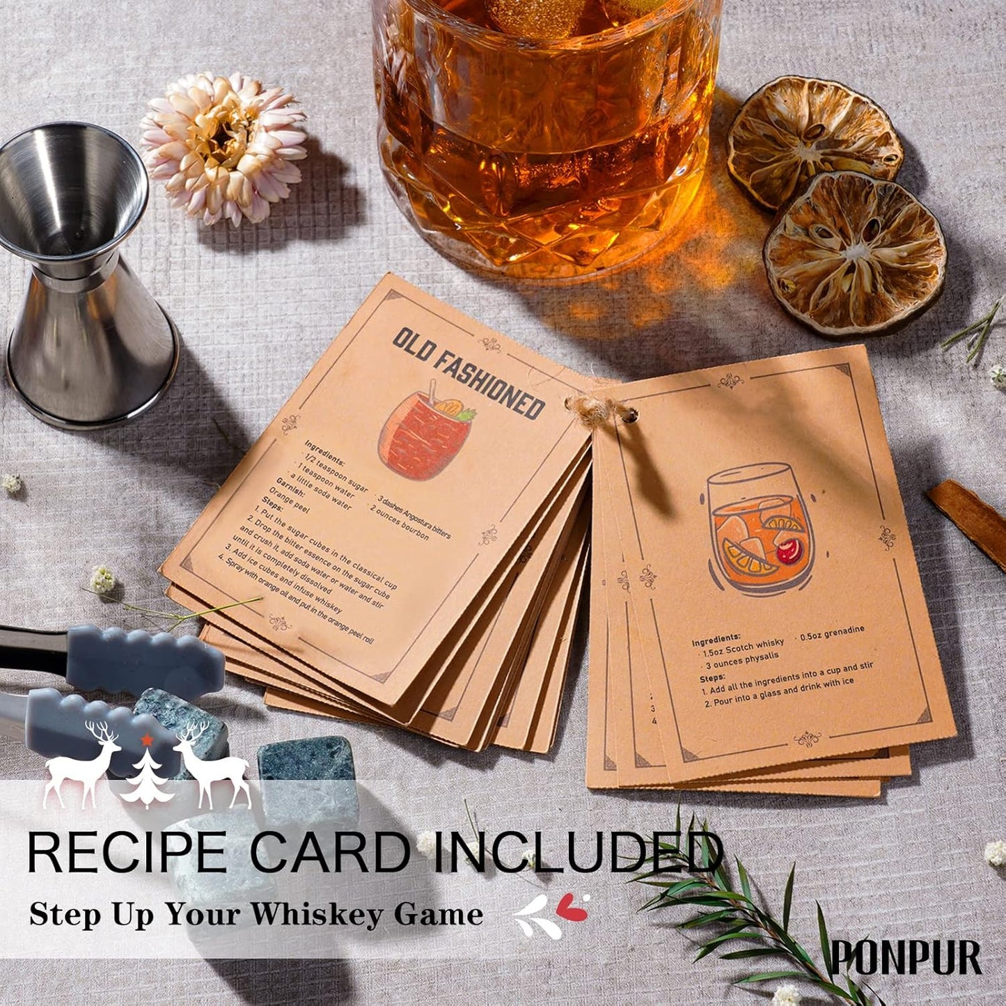 Gifts for Men Dad Stocking Stuffers, Whiskey Decanter Set with 2 Glasses, Unique Cool Dad Birthday Gift from Daughter Son, Best Christmas Retirement Present for Man Father