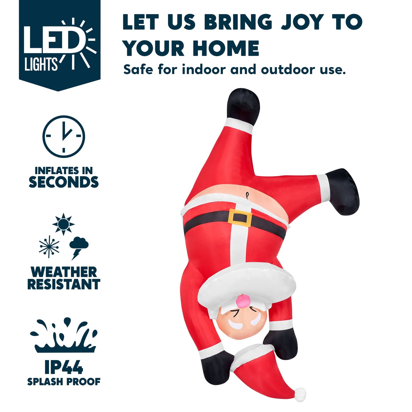 6 FT Christmas Inflatables Santa Outdoor Decorations,Hanging Upside down Santa Christmas Blow Ups Yard Christmas with Built-In Leds for Holiday Party Garden Decor