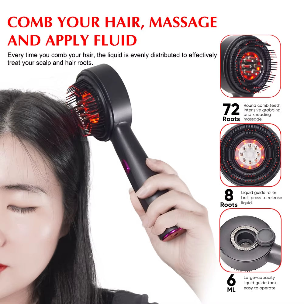 Red Light Scalp Massaging Brush Cordless Muscle Relax Portable Head Massager Hair Oil Applicator Electric Scalp Massager
