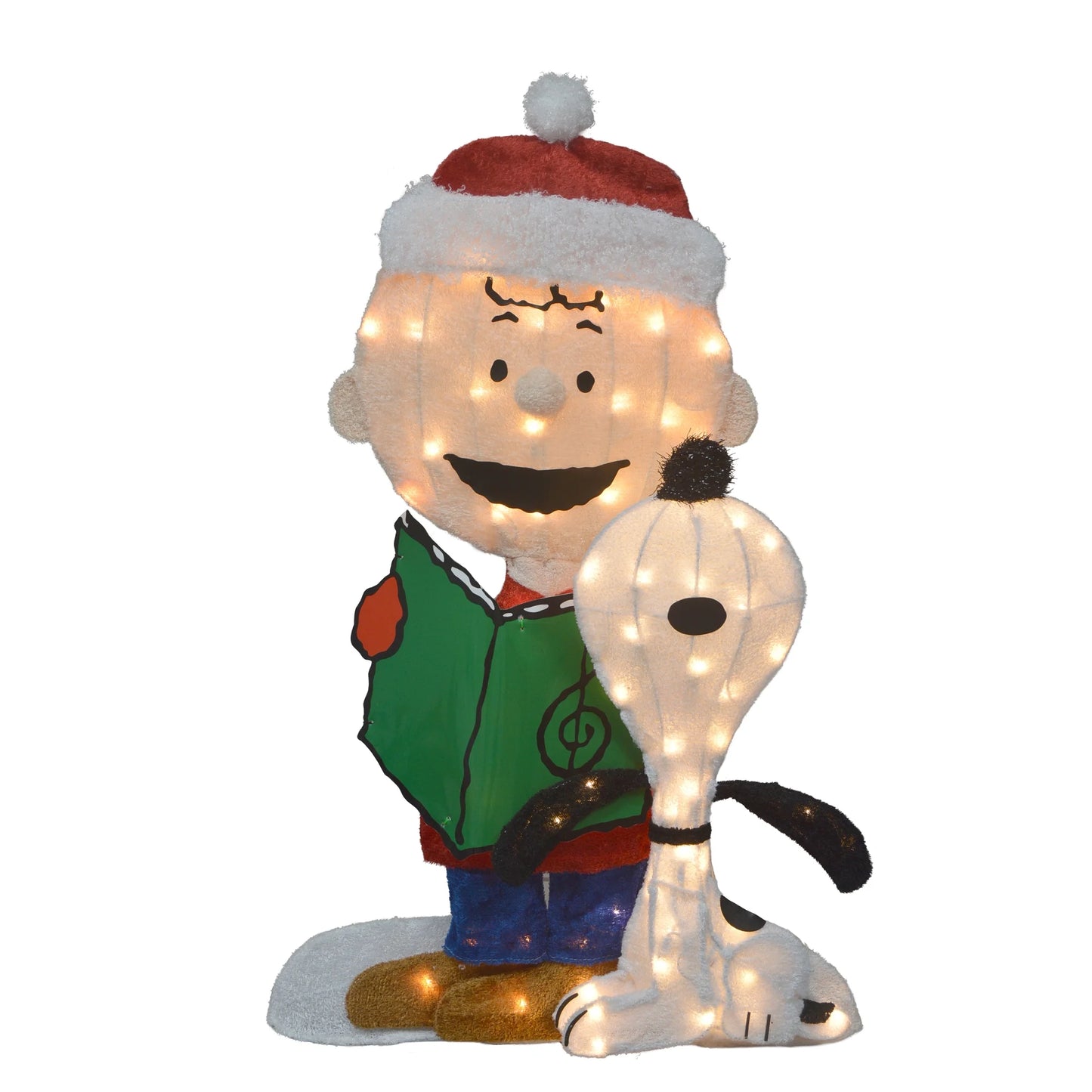 LED Lighted Peanuts Charlie Brown and Snoopy Caroling Outdoor Christmas Decoration - 32"