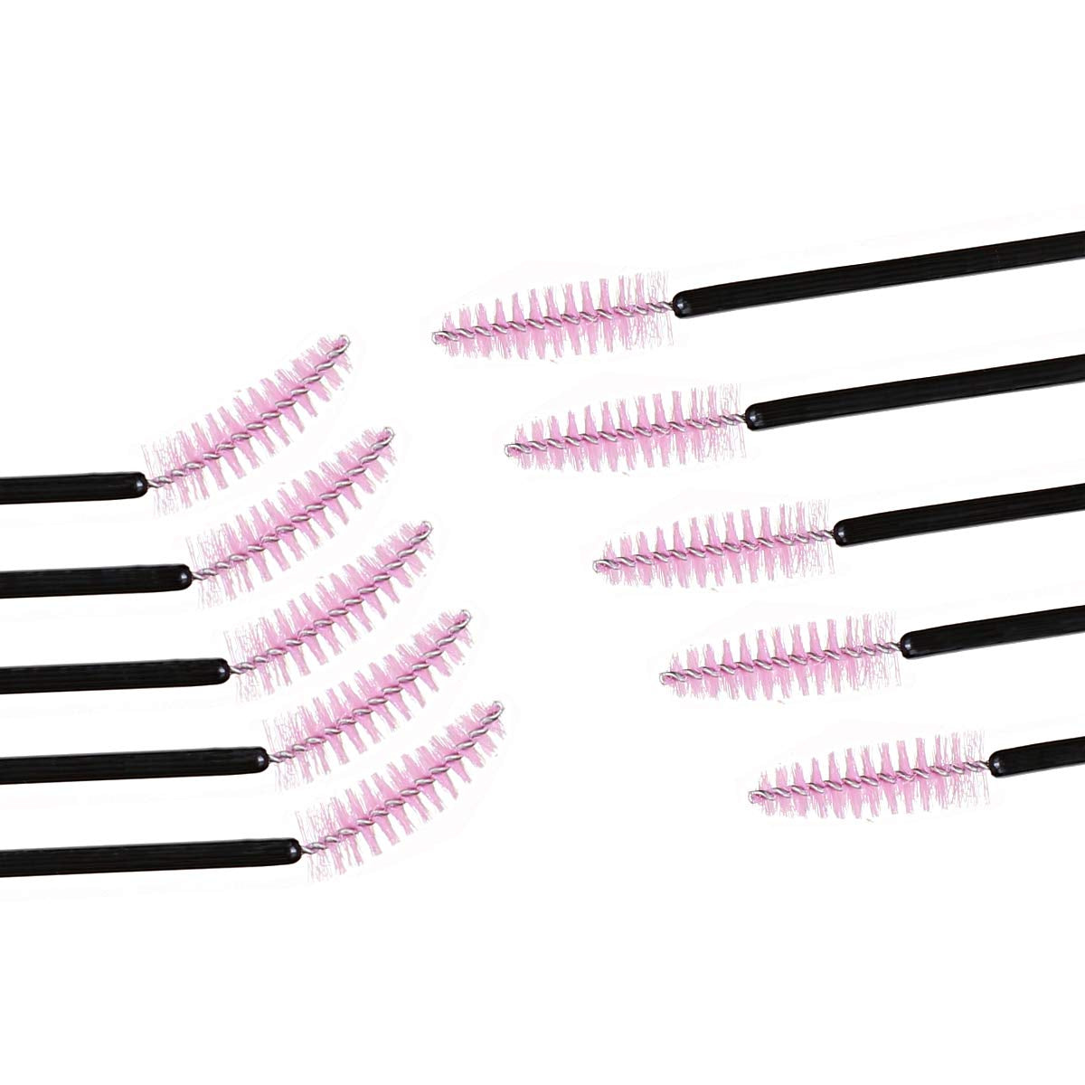 100 PCS Disposable Eyelash Brushes Mascara Brushes Eye Lash Eyebrow Applicator Cosmetic Makeup Brush Tool Kits (Black-Pink)