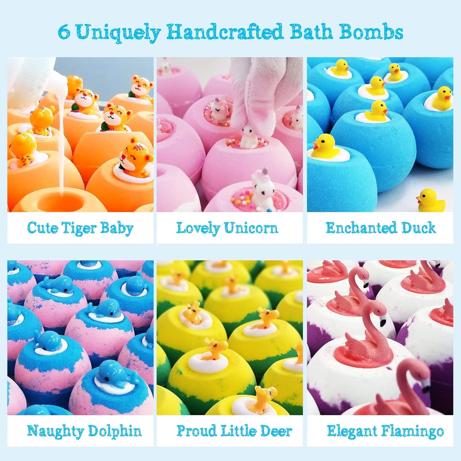 Bath Bombs for Kids, Handmade Natural Bath Bombs with Toy Inside, Shea Cocoa Butter Moisturize, Spa Fizzies Bath Bomb Kit, Birthday Christmas Holiday Gifts for Women, Girls, Boys