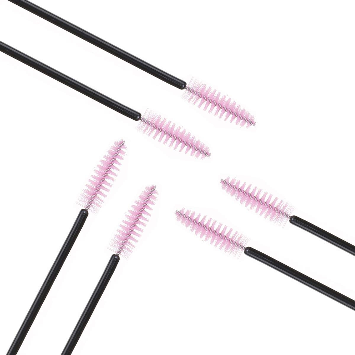 100 PCS Disposable Eyelash Brushes Mascara Brushes Eye Lash Eyebrow Applicator Cosmetic Makeup Brush Tool Kits (Black-Pink)