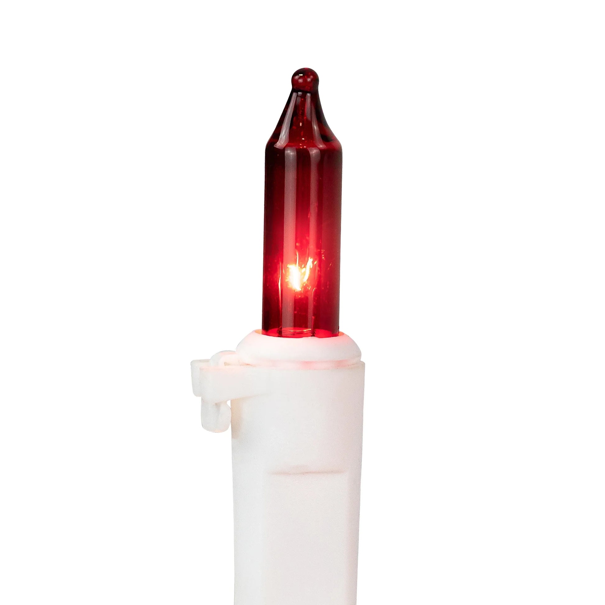Mini Incandescent Christmas Lights - Red and Clear - 20.25' White Wire - 100Ct