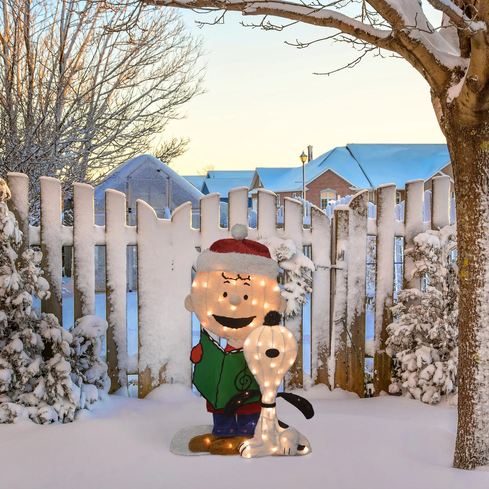 LED Lighted Peanuts Charlie Brown and Snoopy Caroling Outdoor Christmas Decoration - 32"
