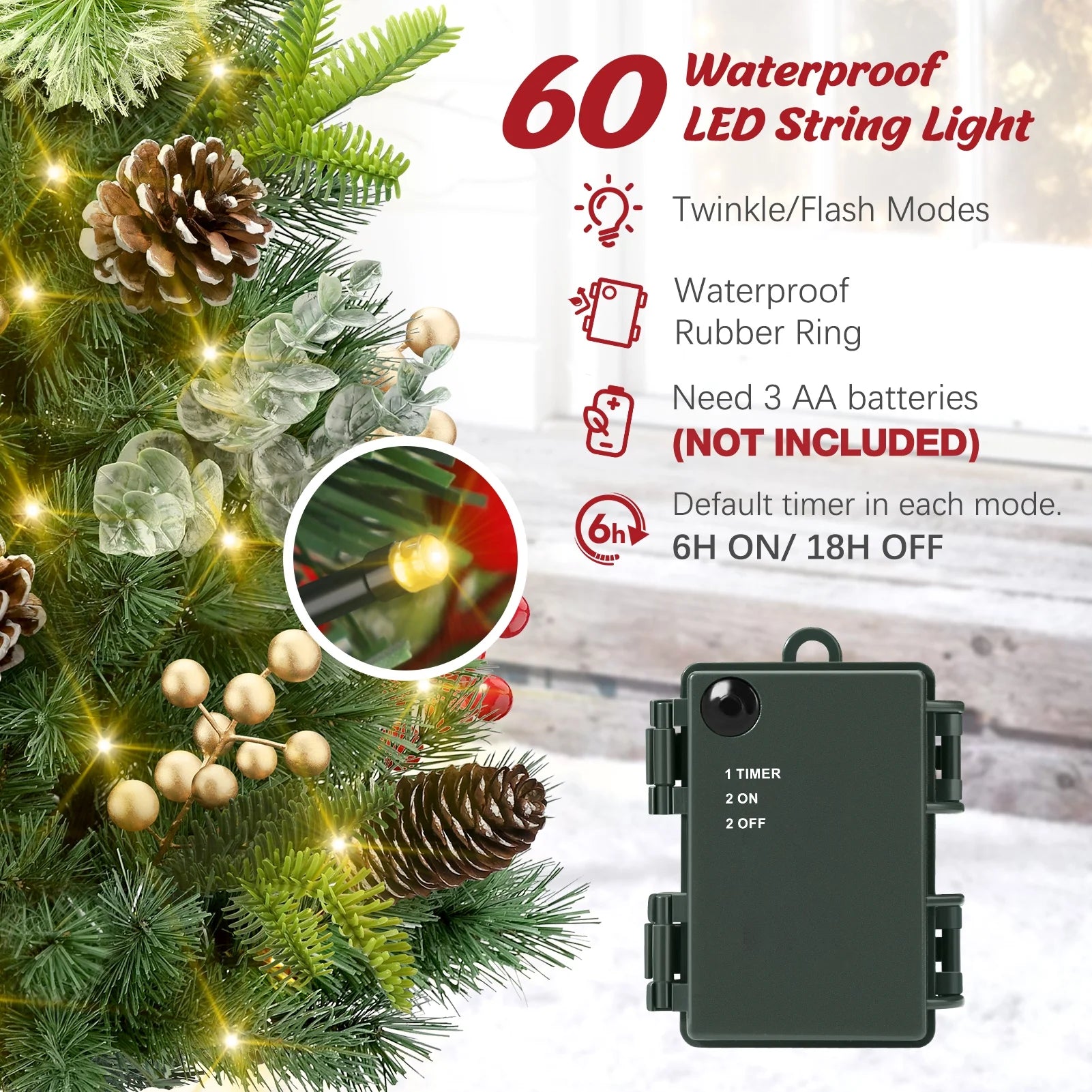 2Pcs 29In Outdoor Pathway Christmas Trees, Holiday Decor for Driveway, Yard, Garden W/Led Lights, Berries, Pine Cones, Ornaments