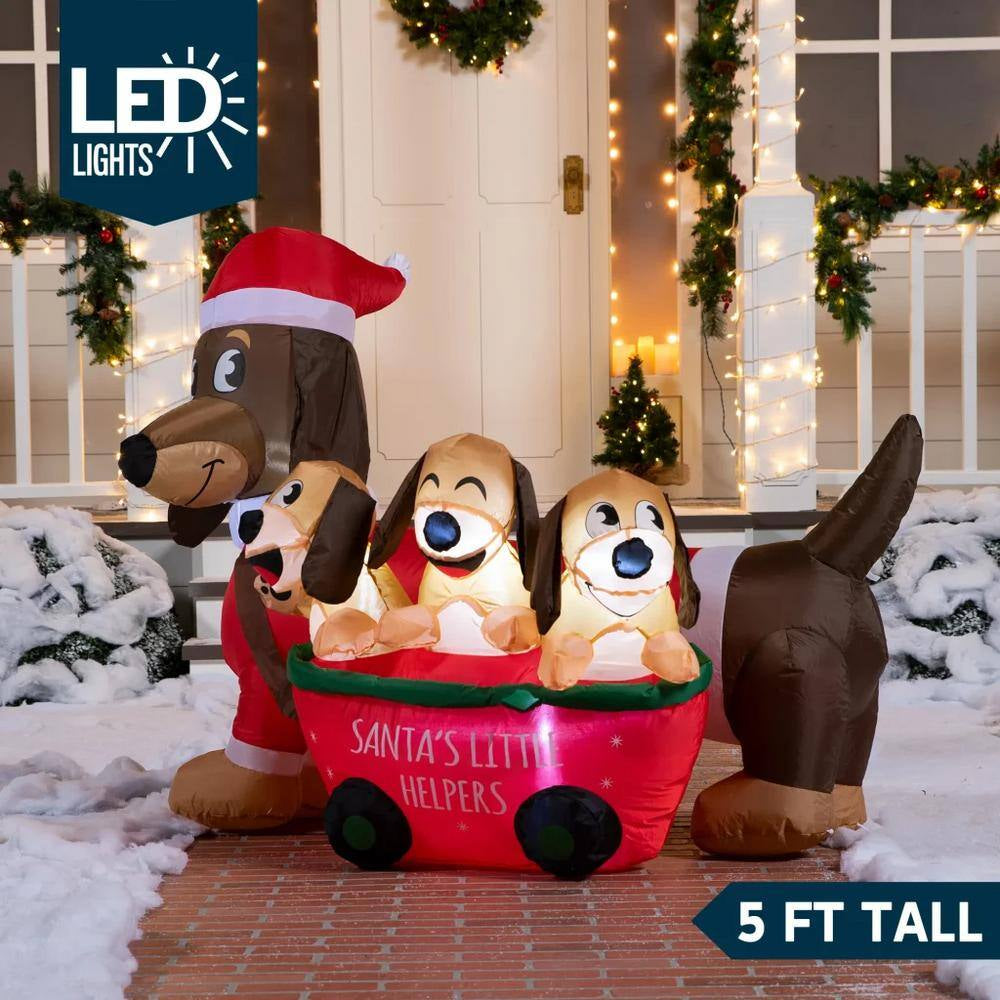 2.5 Ft. W X 3.25 Ft. H Cheerful Lighted Christmas Puppy Inflatable for Christmas Outdoor Decor