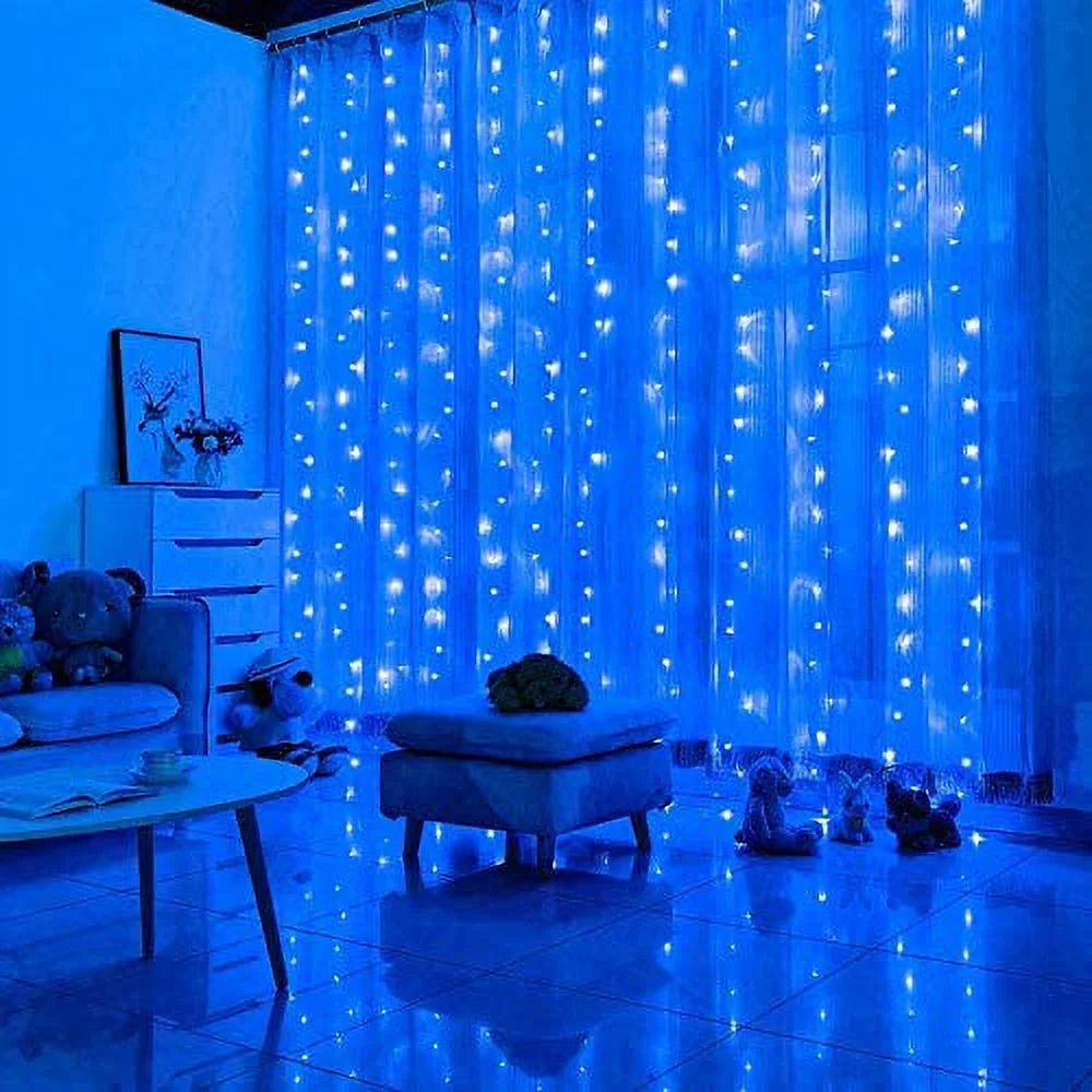 300 LED Christmas Curtain Lights for Christmas Decoration, Purple, 8 Modes for Indoor Outdoor Wall & Party Decor