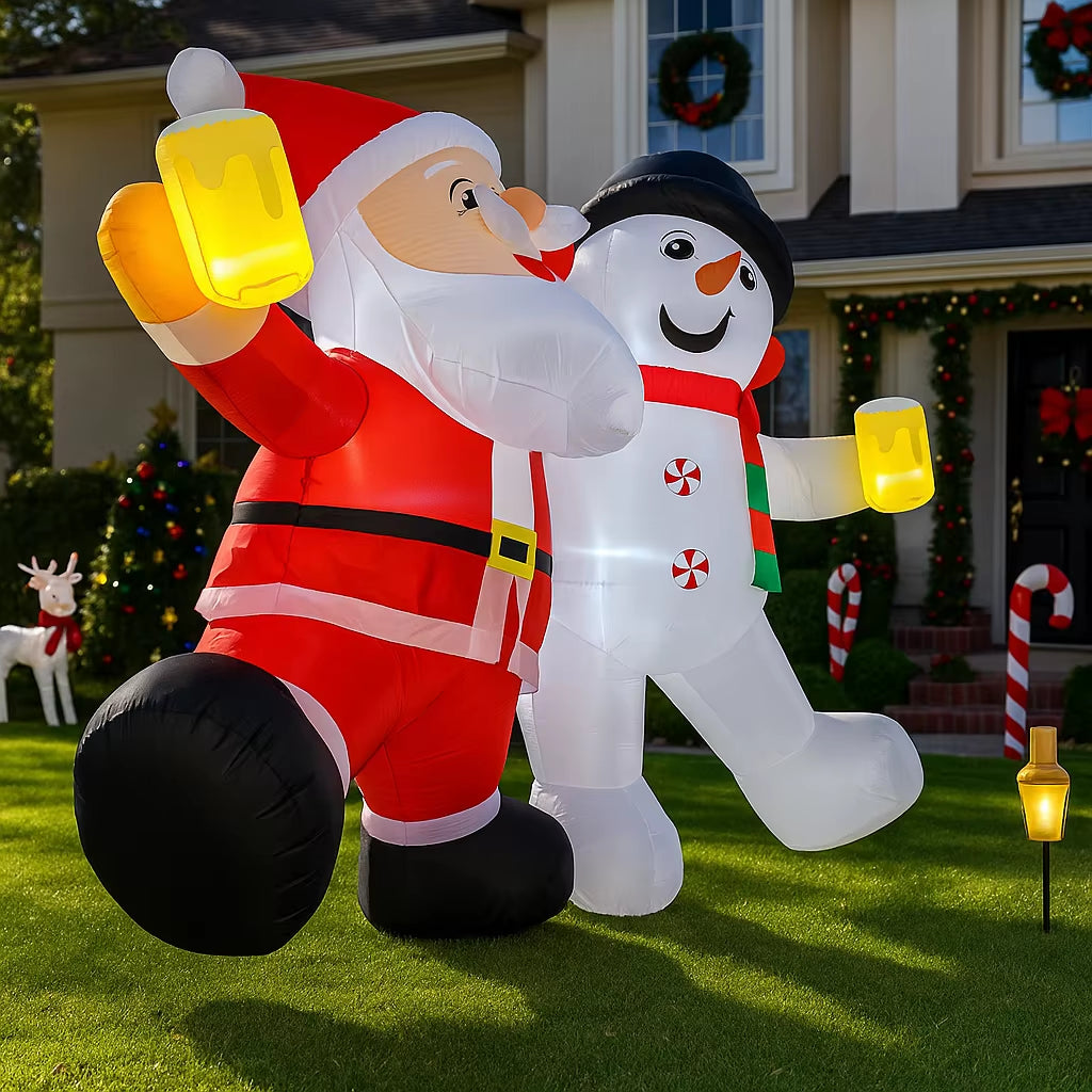 6FT Christmas Decorations Inflatable Santa Claus Snowman Toys Home Yard Xmas Ornaments LED Decor Christmas Outdoor Decor Toy