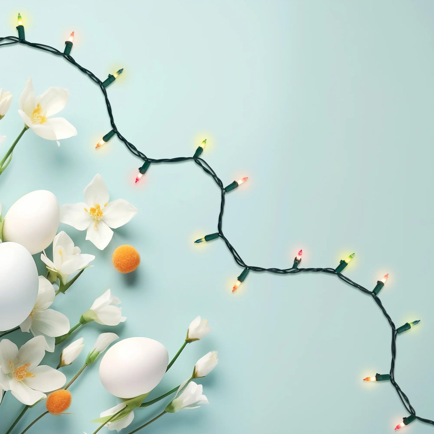 Pastel Mini Christmas Light Set - Multi-Color - 10' Green Wire - 50Ct