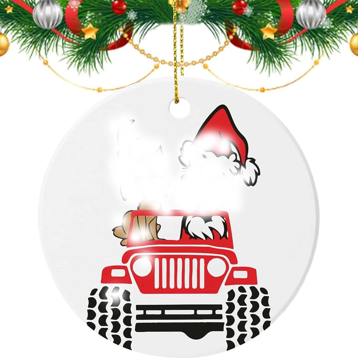 2021 Christmas Ornament Gnome Pendant 3Inch Ceramic round Holiday Christmas Tree Ornament Pandent for Family Friends Gift (2022 Christmas Ornament Pendant E)