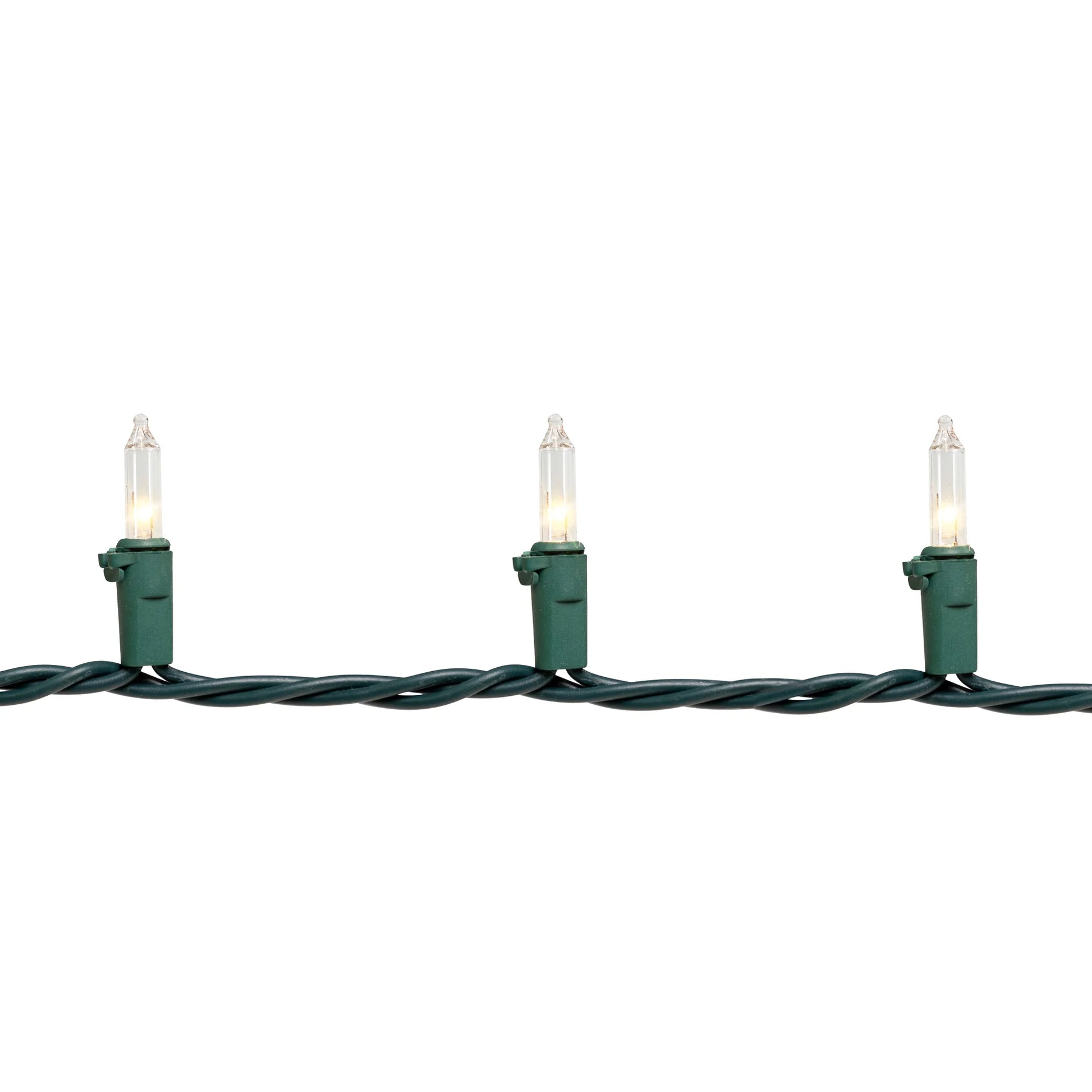 Incandescent Mini Christmas Lights - Clear - 10' Green Wire - 50Ct