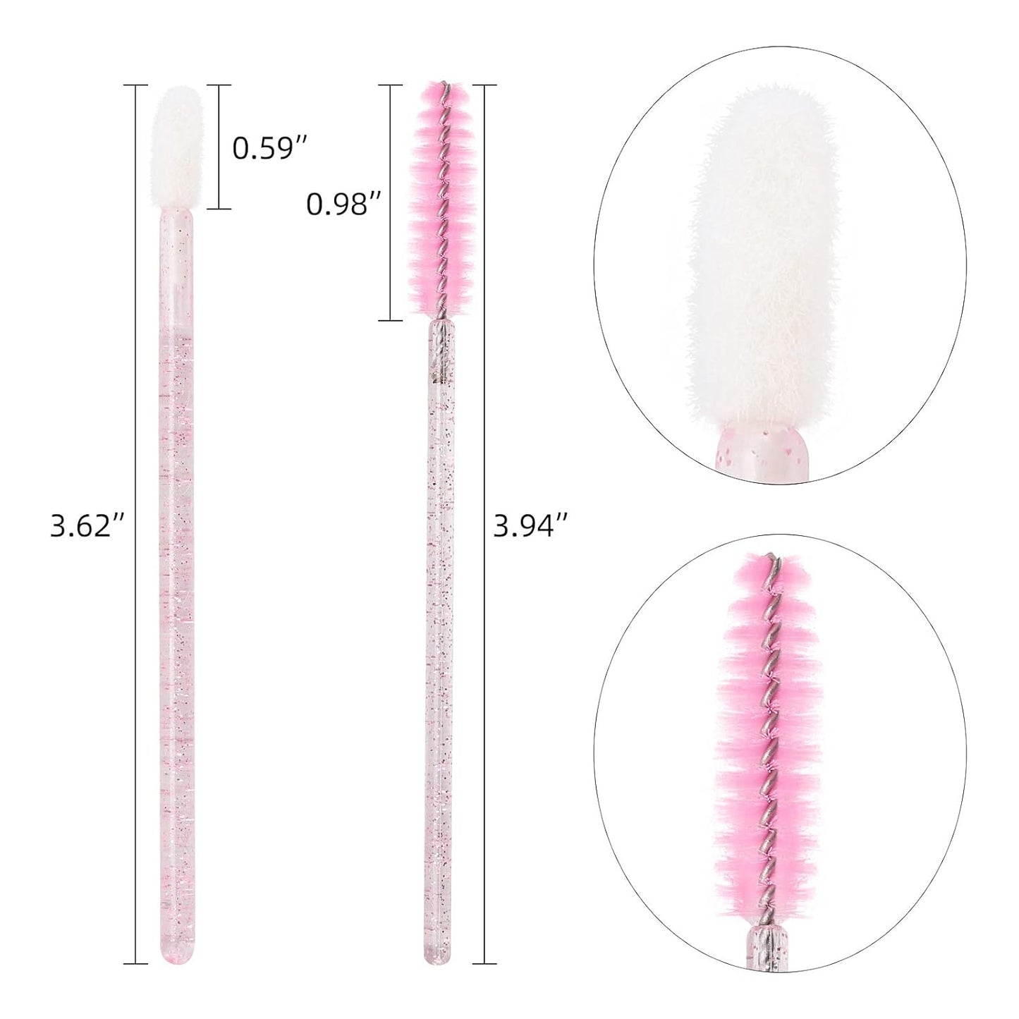 400 Spoolies Mascara Wand and Lip Brush Disposable Lash Brushes for Eyelash Extensions, Lipstick Lip Gloss Wands Applicator Tool (Pink)