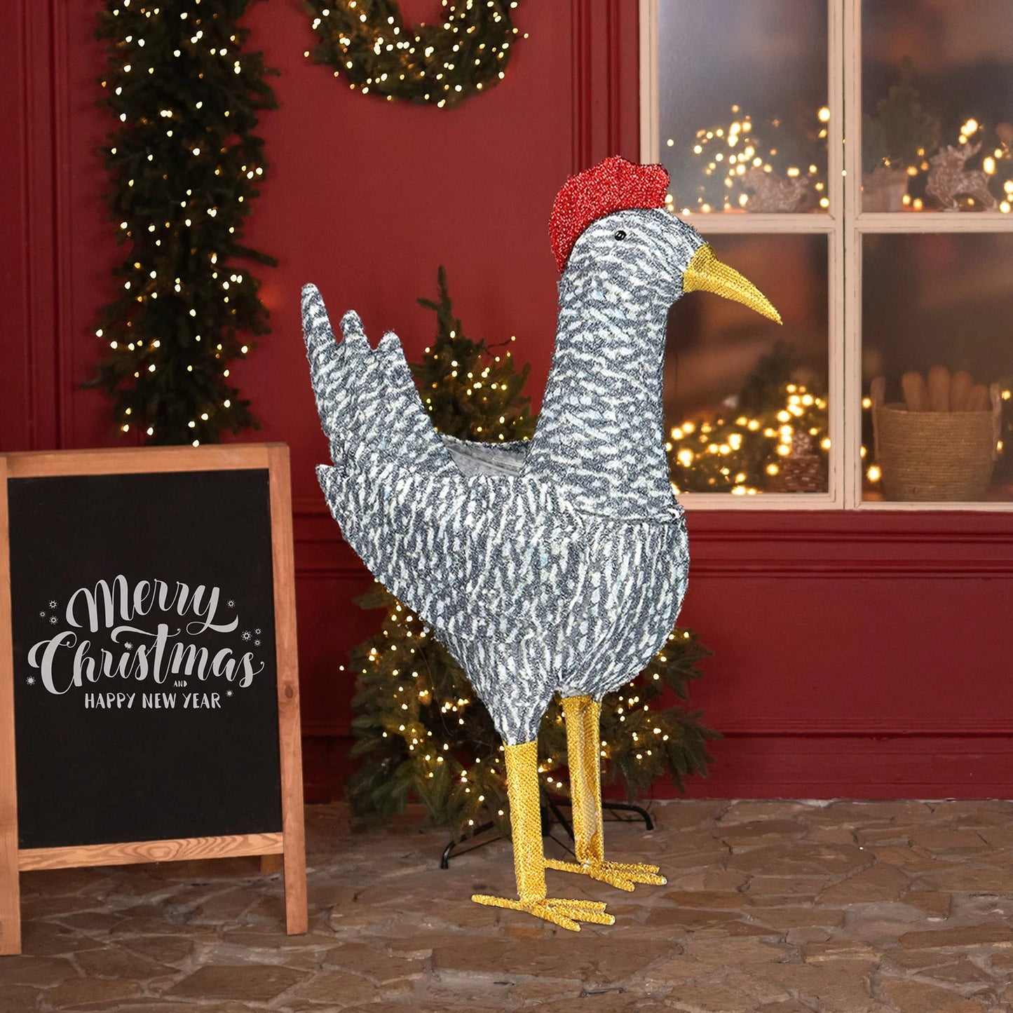 Lighted Chicken Christmas Outdoor Decor Holiday Decoration