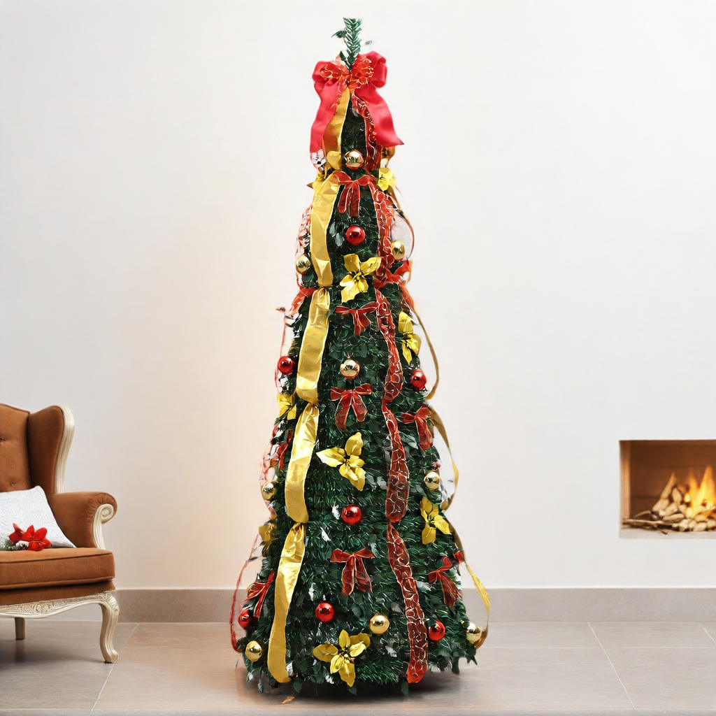 Foldable LED Christmas Tree with Decorations