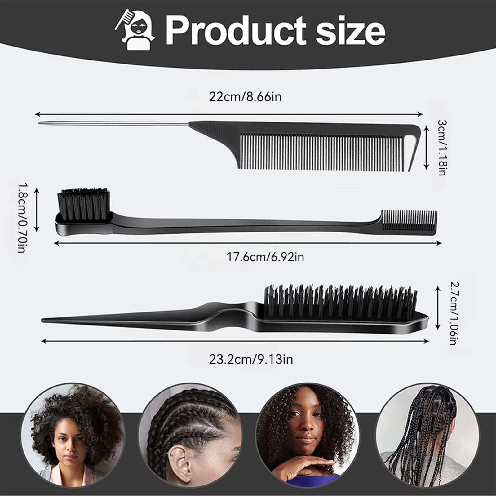 3Pcs/Lot Double Sided Edge Control Hair Comb Hair Styling Hair Brush Accessories New Brush Comb Styling Partition Comb