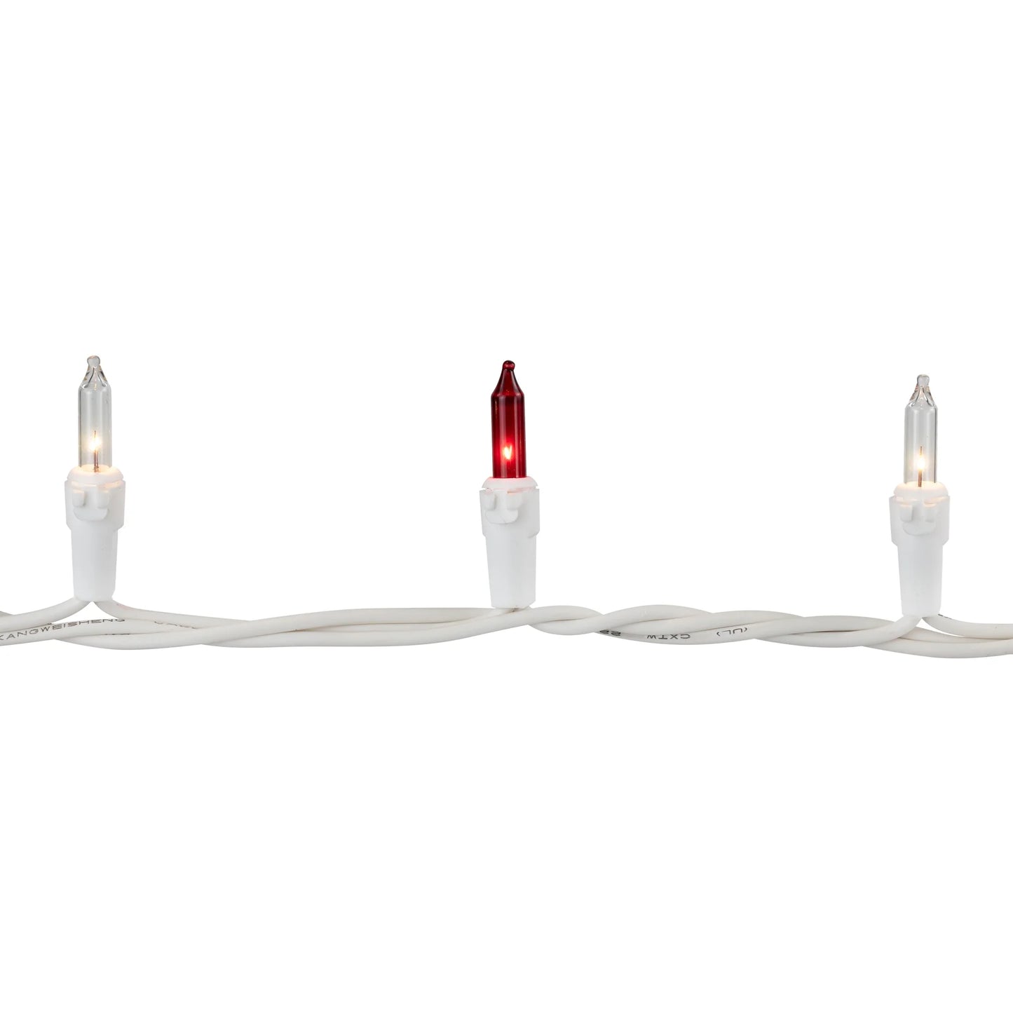 Mini Incandescent Christmas Lights - Red and Clear - 20.25' White Wire - 100Ct