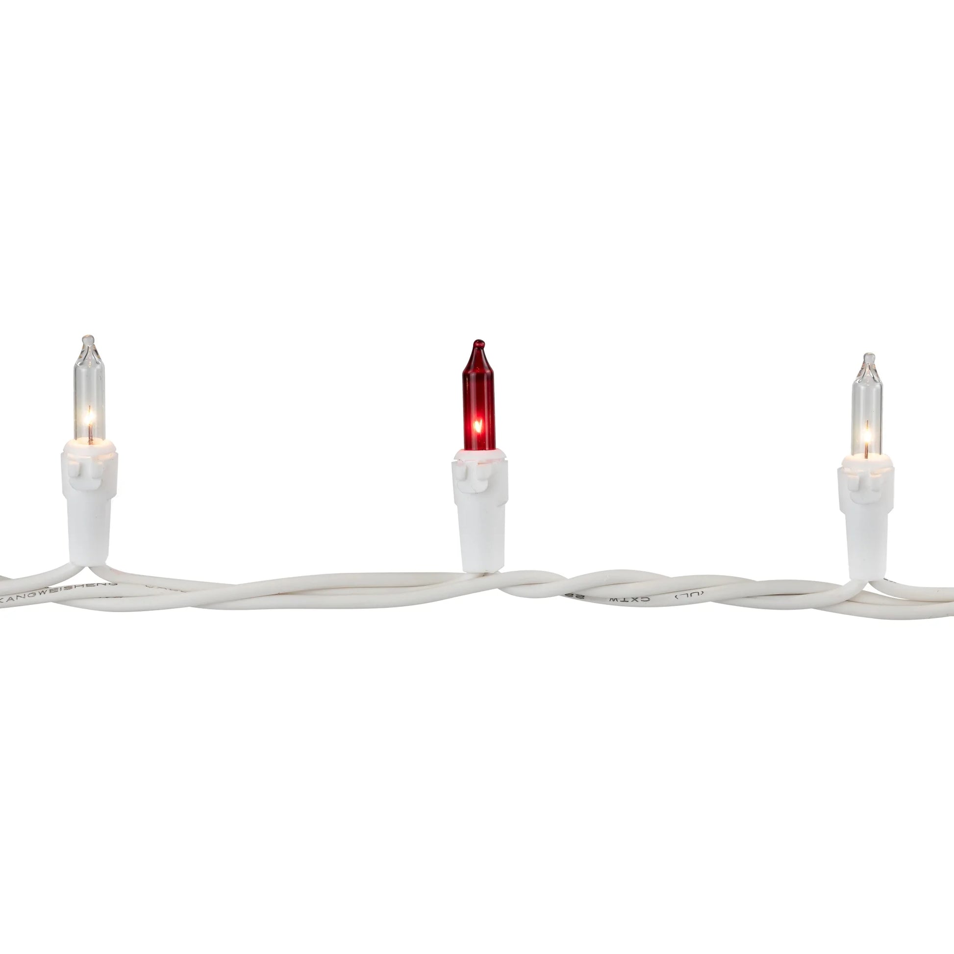 Mini Incandescent Christmas Lights - Red and Clear - 20.25' White Wire - 100Ct