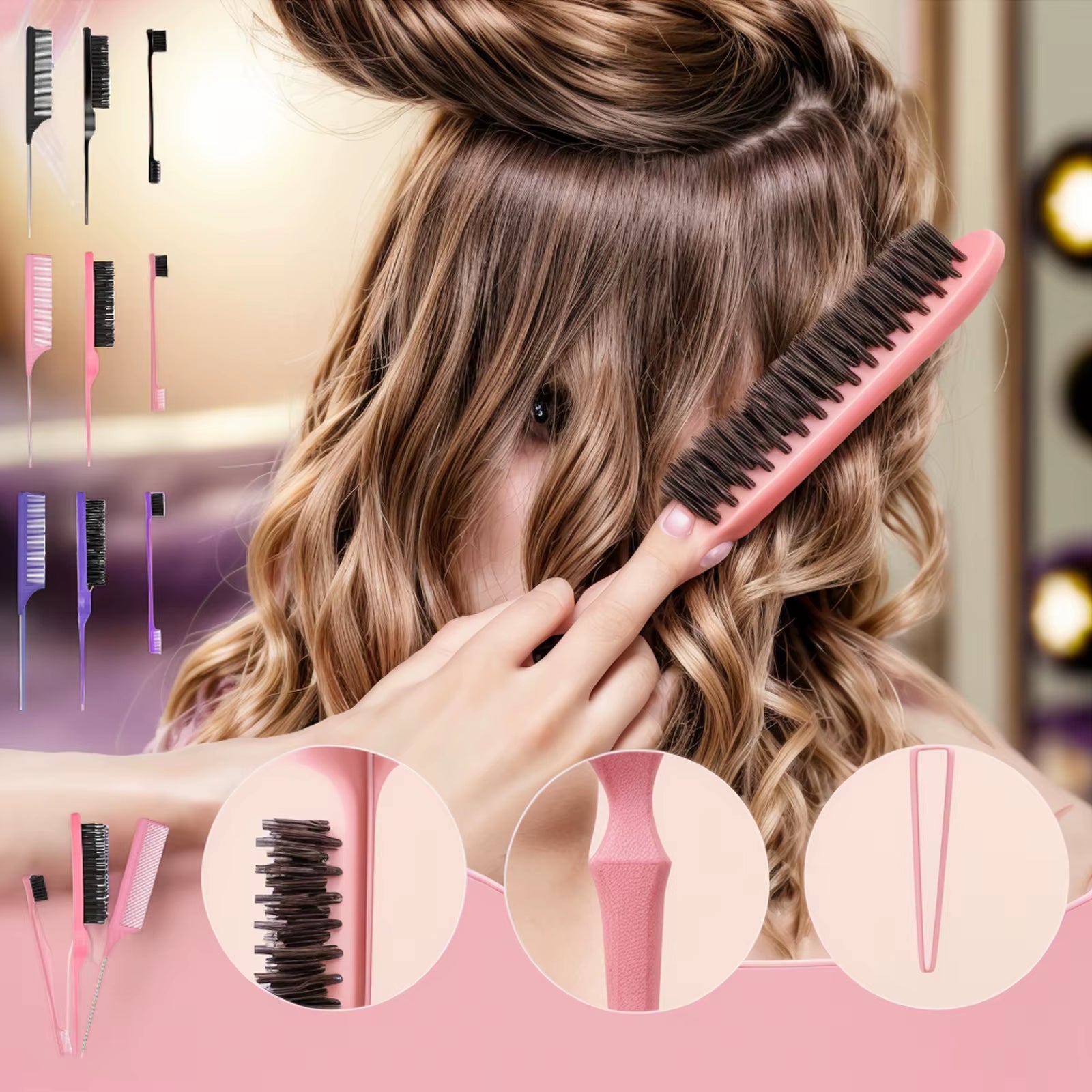 3Pcs/Lot Double Sided Edge Control Hair Comb Hair Styling Hair Brush Accessories New Brush Comb Styling Partition Comb