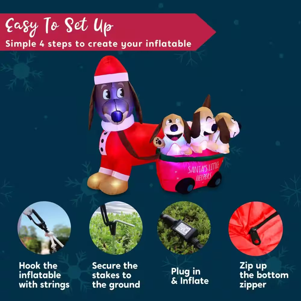 2.5 Ft. W X 3.25 Ft. H Cheerful Lighted Christmas Puppy Inflatable for Christmas Outdoor Decor