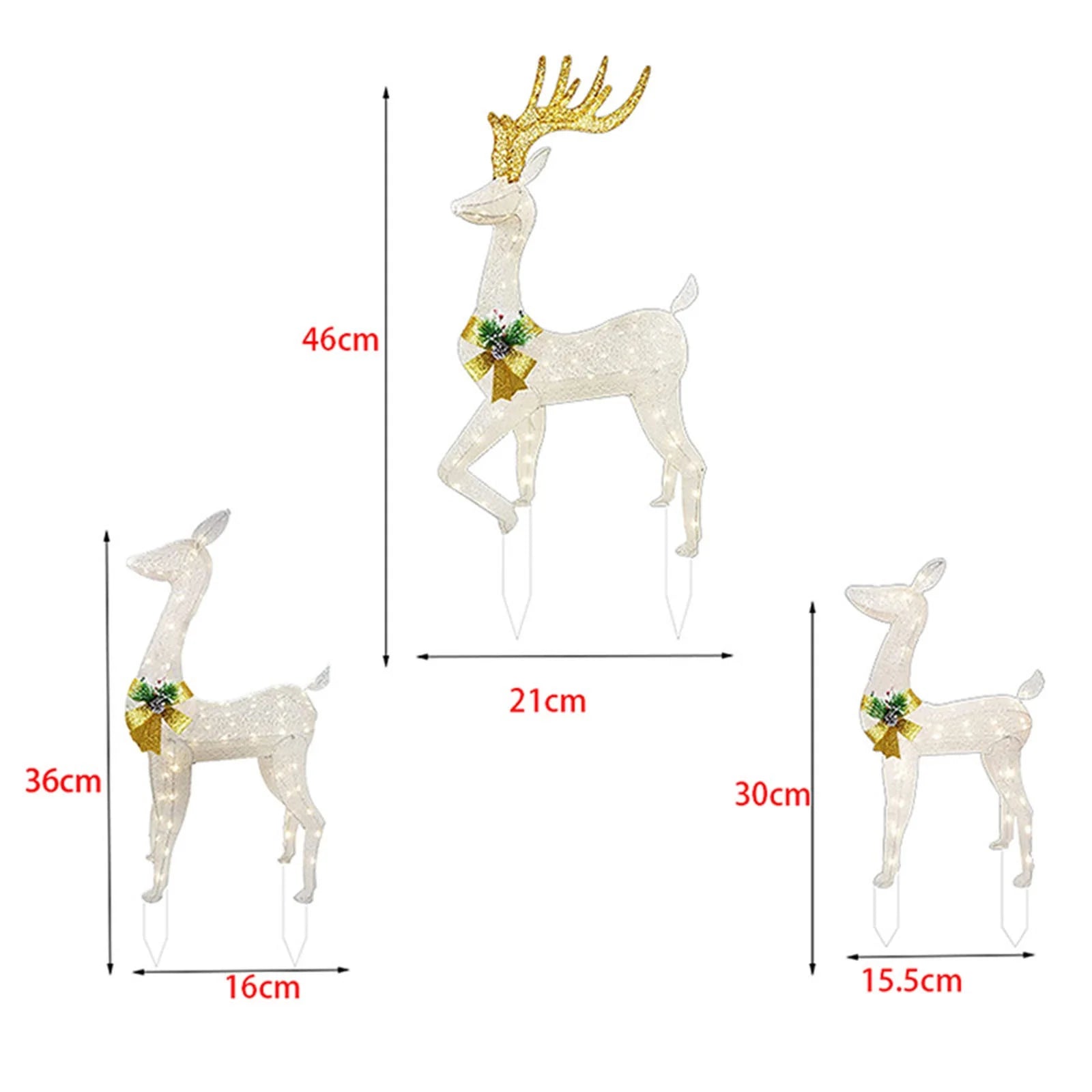 3 Pcs Large Pre-Lit Christmas Deer Family Set, Luminous Christmas Deer Family Set Outdoor Decor, Outdoor Yard Christmas Decorations Reindeer