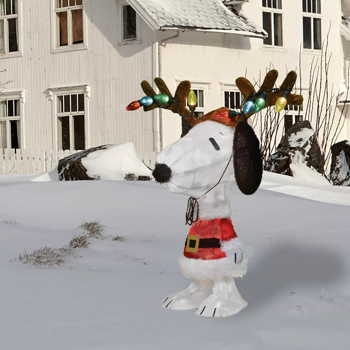 Productworks Peanuts Pre-Lit Snoopy Indoor/Outdoor Christmas Yard Ornament, Holiday Display