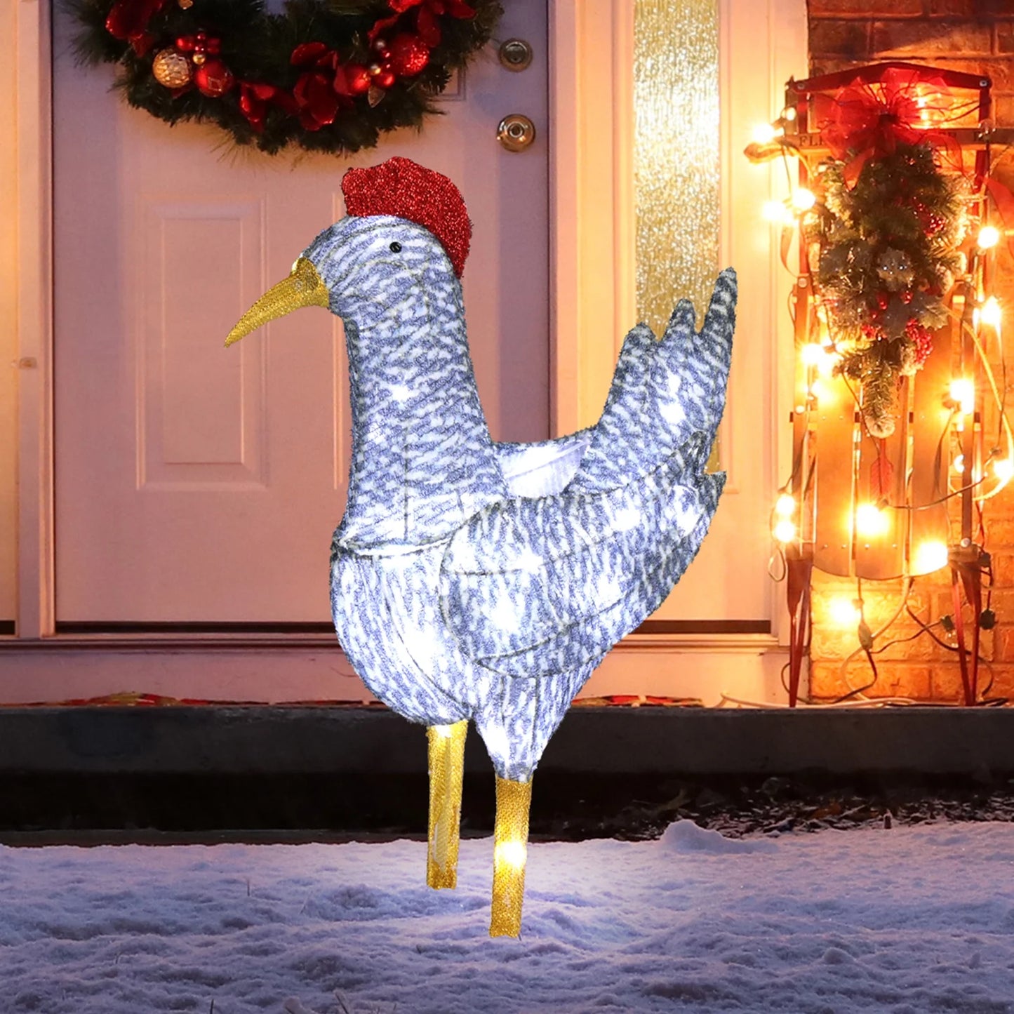 Lighted Chicken Christmas Outdoor Decor Holiday Decoration