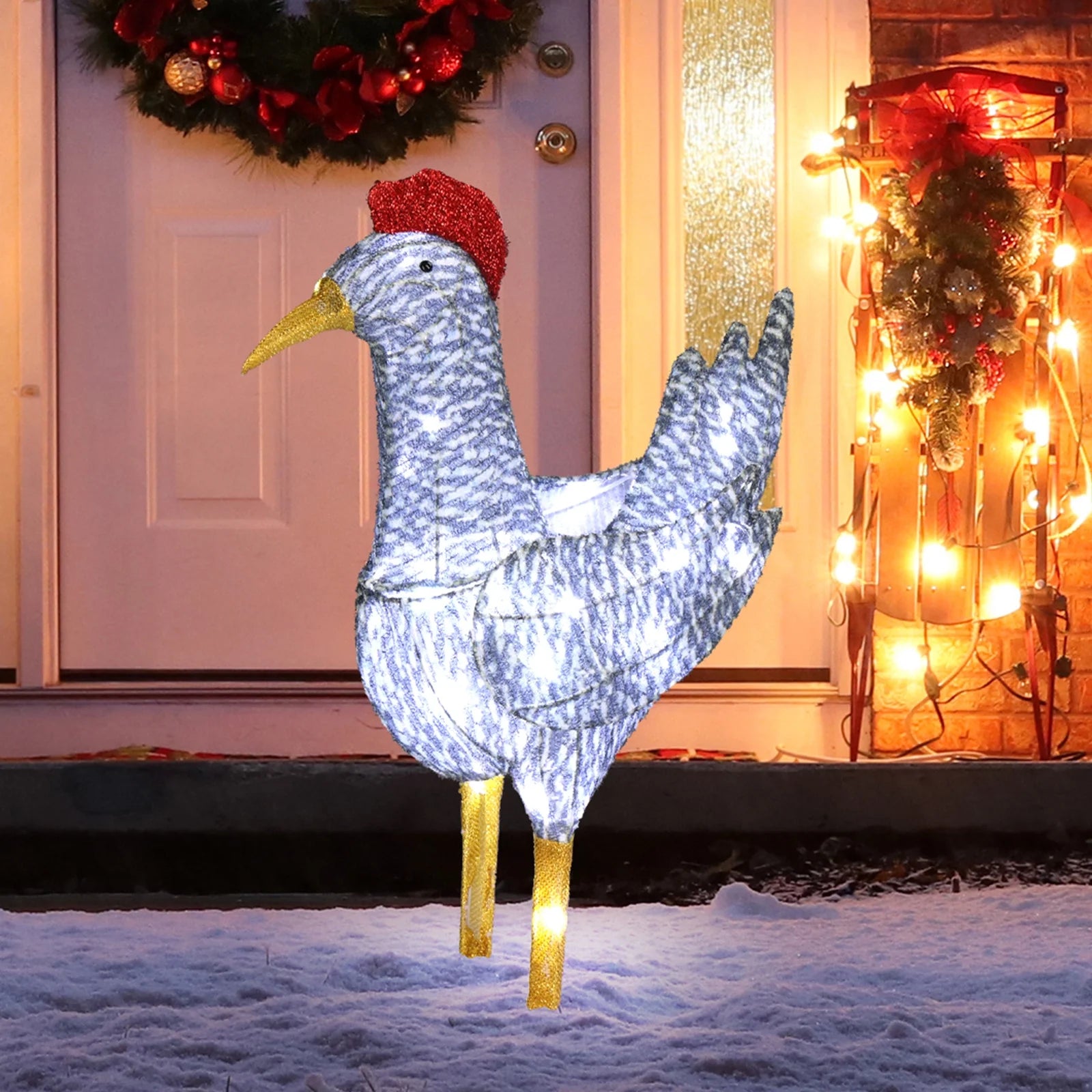 Lighted Chicken Christmas Outdoor Decor Holiday Decoration